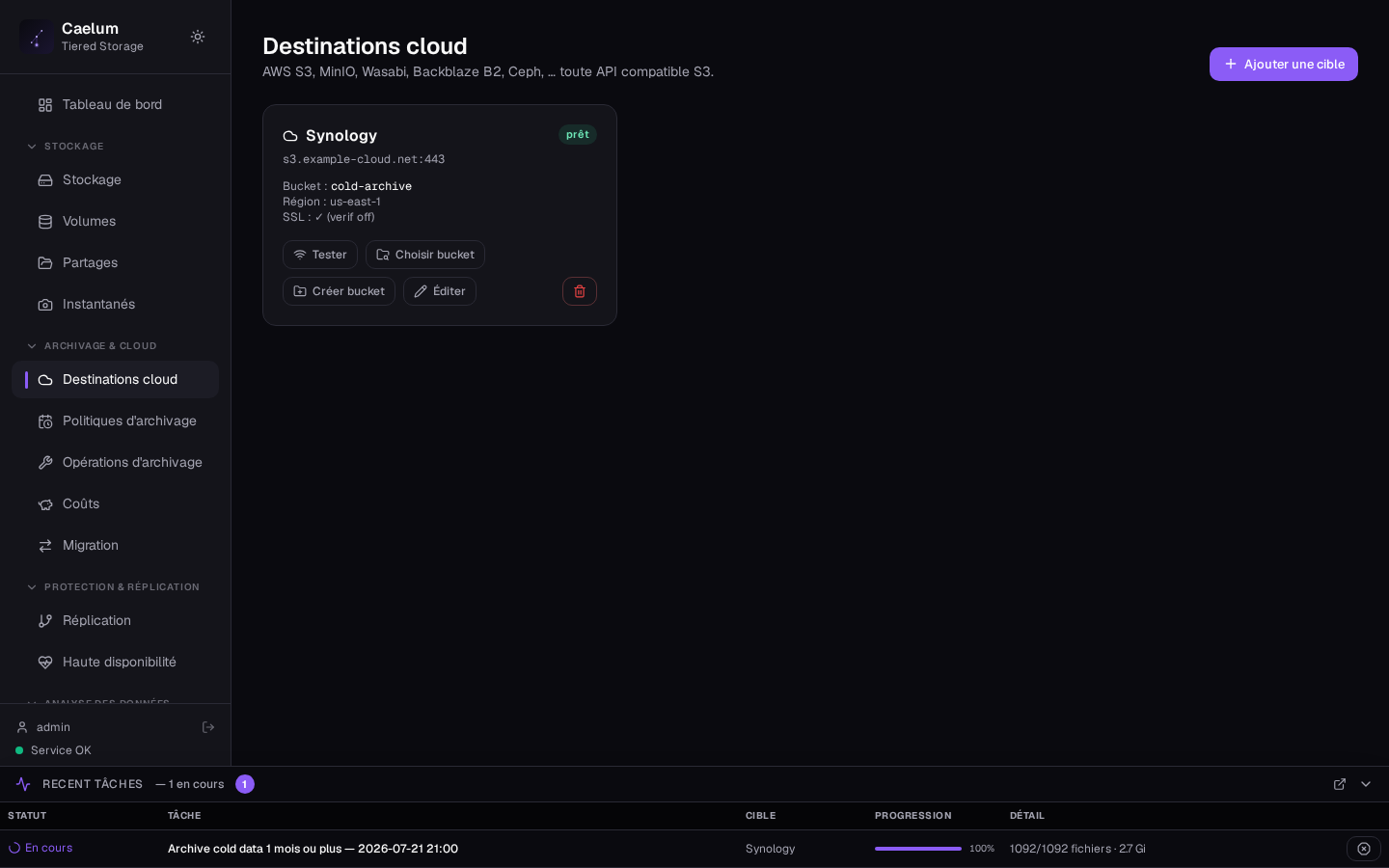 Destinations cloud (S3)